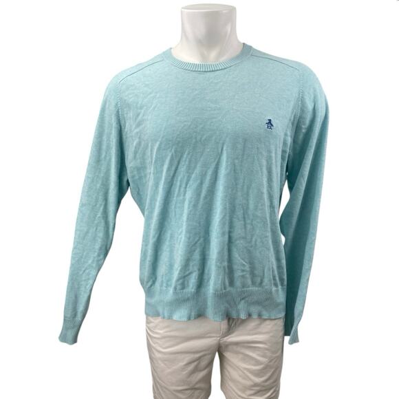Penguin Men's Blue Long Sleeve Crewneck Logo Embroidered Sweater Top Size XL - Picture 1 of 4